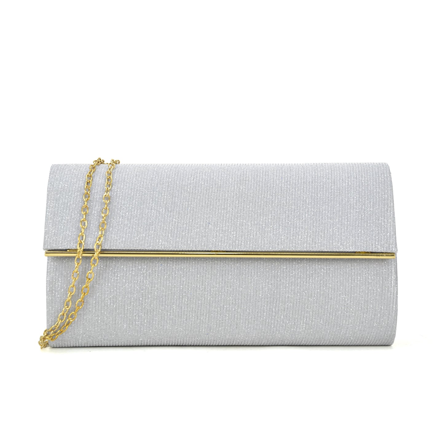 Glitter Gold Trim Evening Clutch-Handbags & Purses-Dasein Bags
