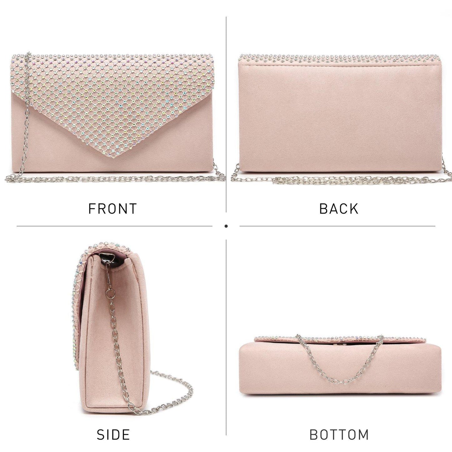 Women Colorful Rhinestone Cocktail Prom Evening Clutch Bags for Wedding Dasein - Dasein Bags