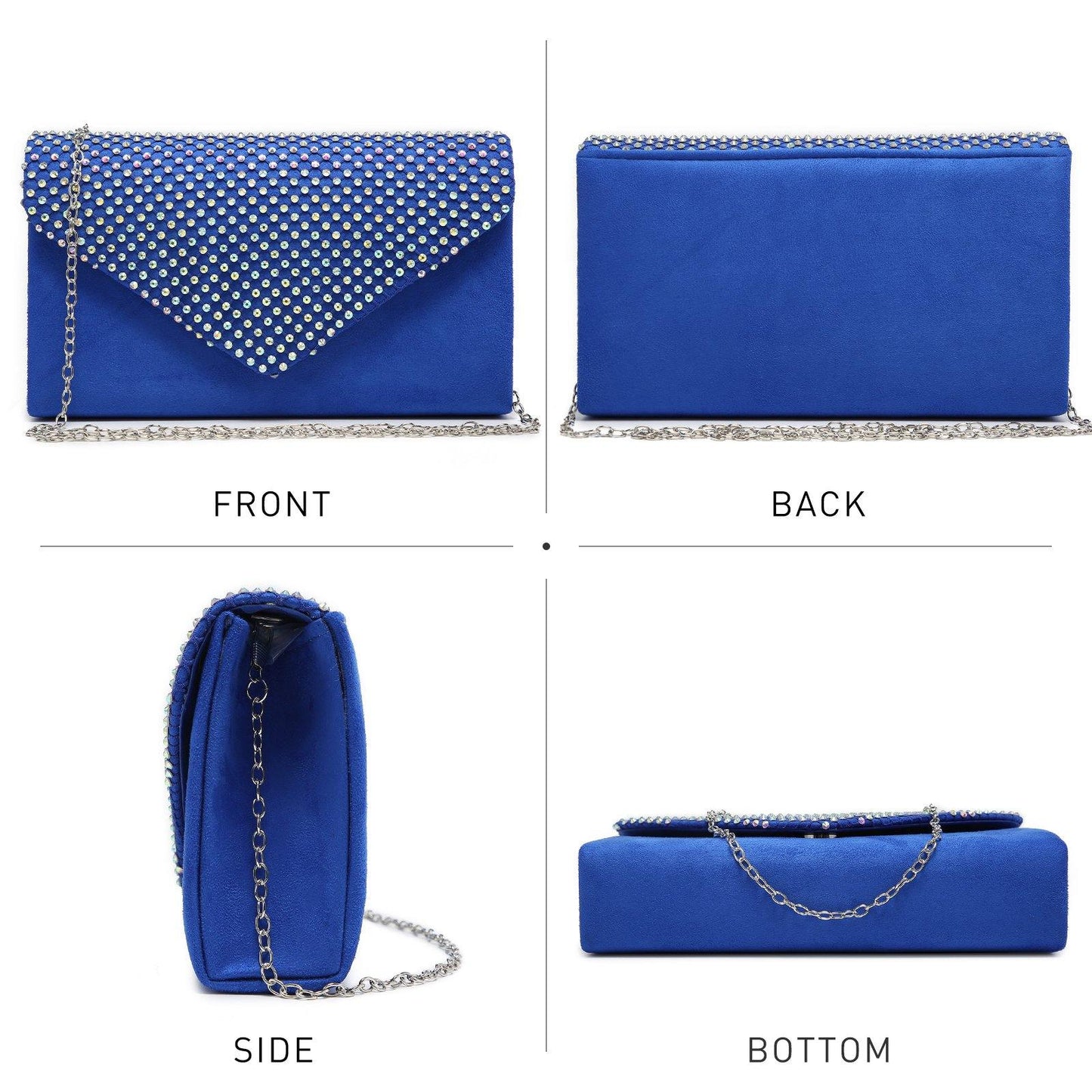 Women Colorful Rhinestone Cocktail Prom Evening Clutch Bags for Wedding Dasein - Dasein Bags