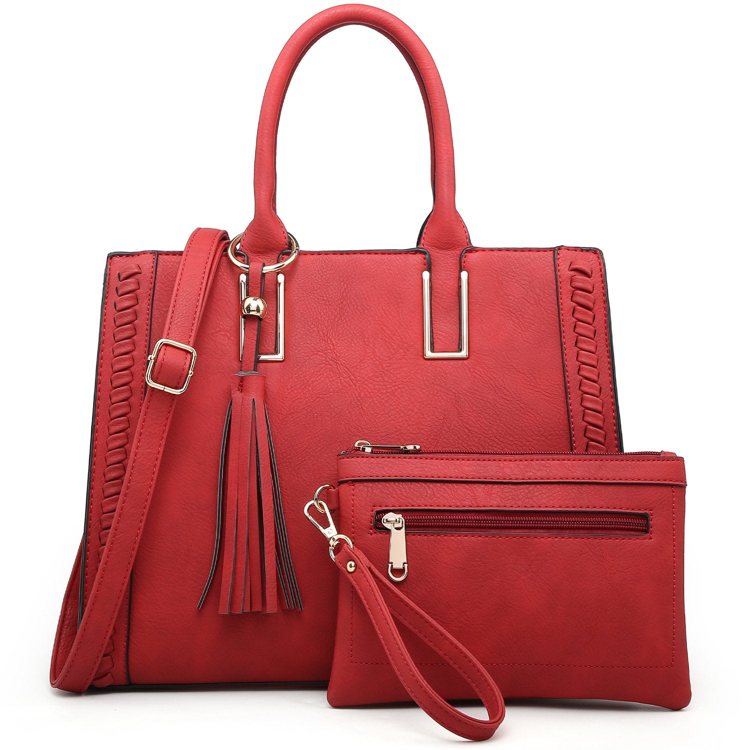 Tassel Weave Handbag with Matching Wallet-Handbags & Purses-Dasein Bags