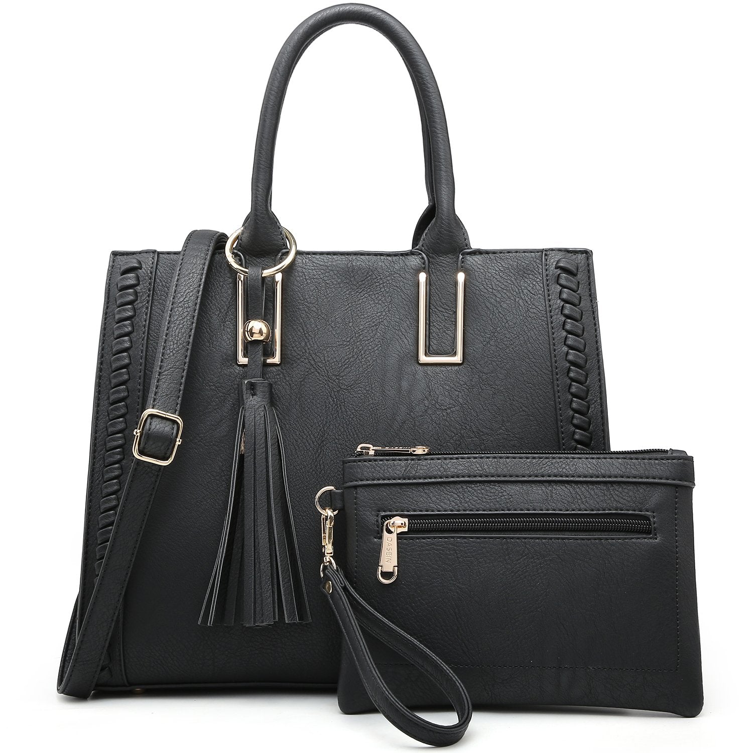 Tassel Weave Handbag with Matching Wallet-Handbags & Purses-Dasein Bags