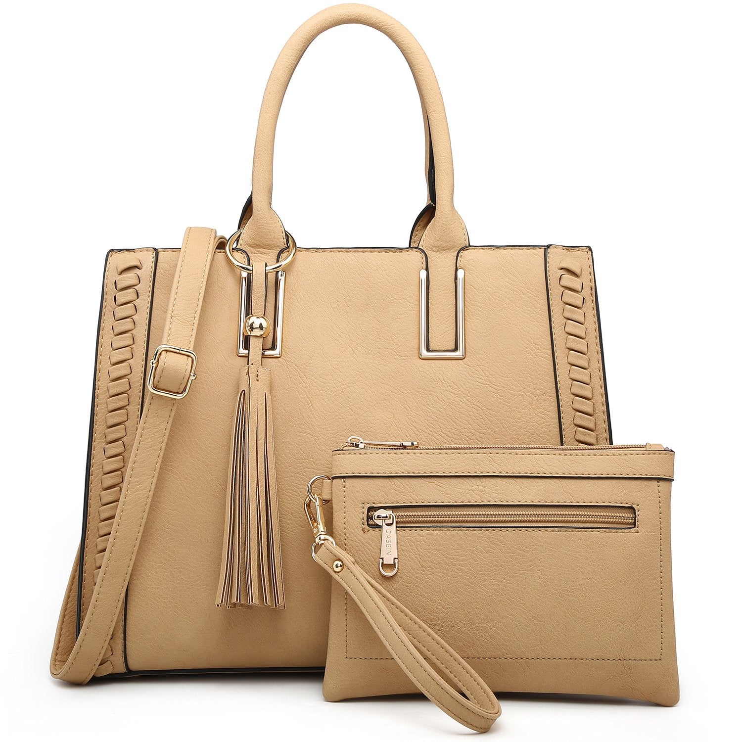 Tassel Weave Handbag with Matching Wallet-Handbags & Purses-Dasein Bags