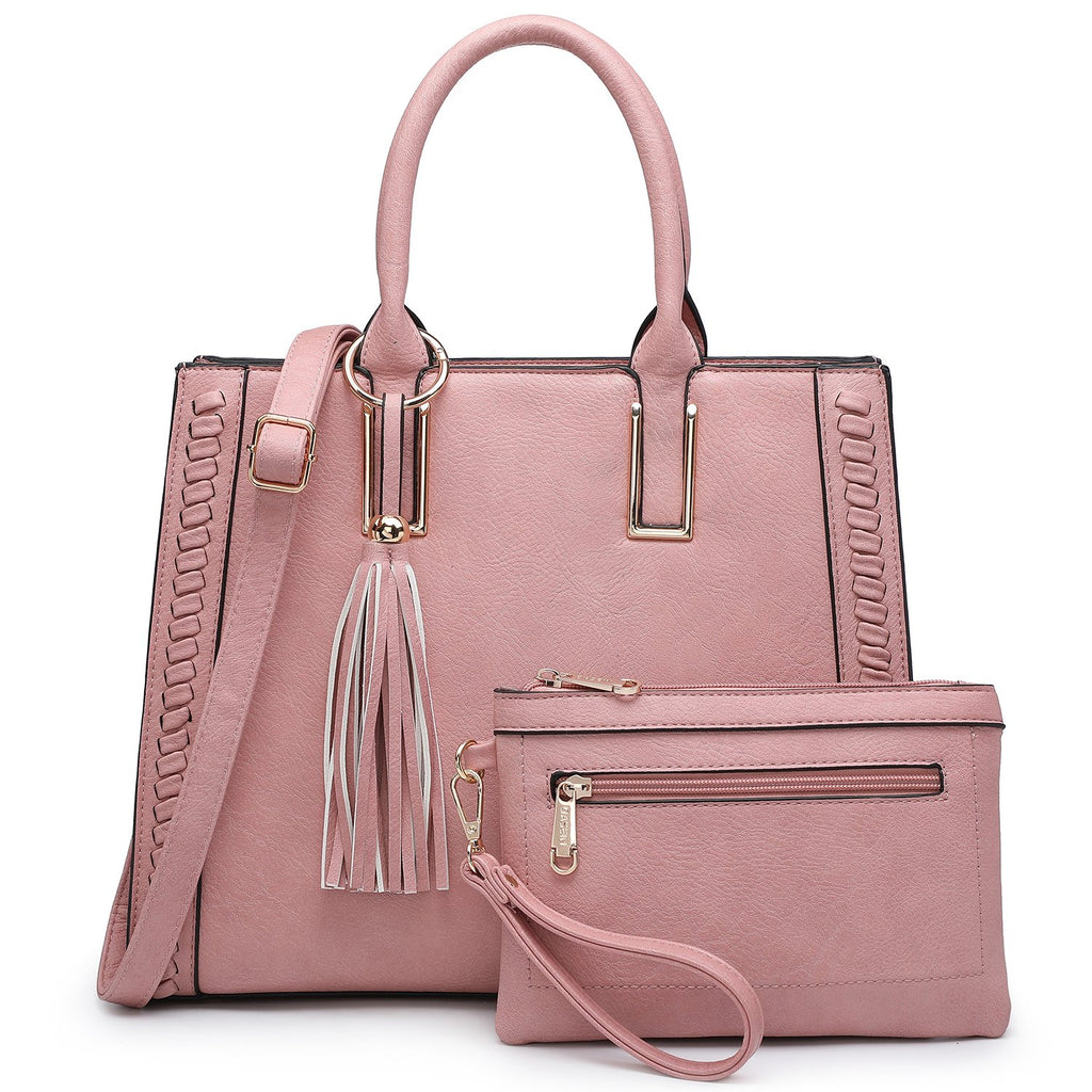 Tassel Weave Handbag with Matching Wallet-Handbags & Purses-Dasein Bags