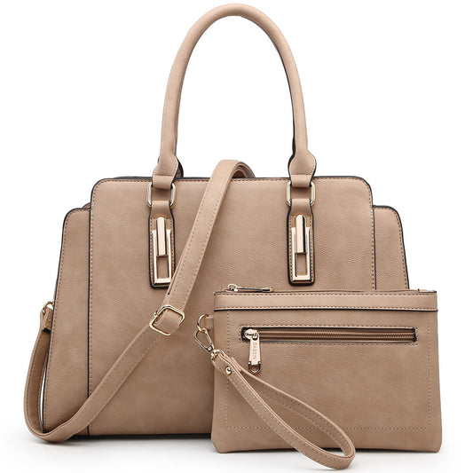 Top Handle Handbag with Matching Wristlet-Handbags & Purses-Dasein Bags