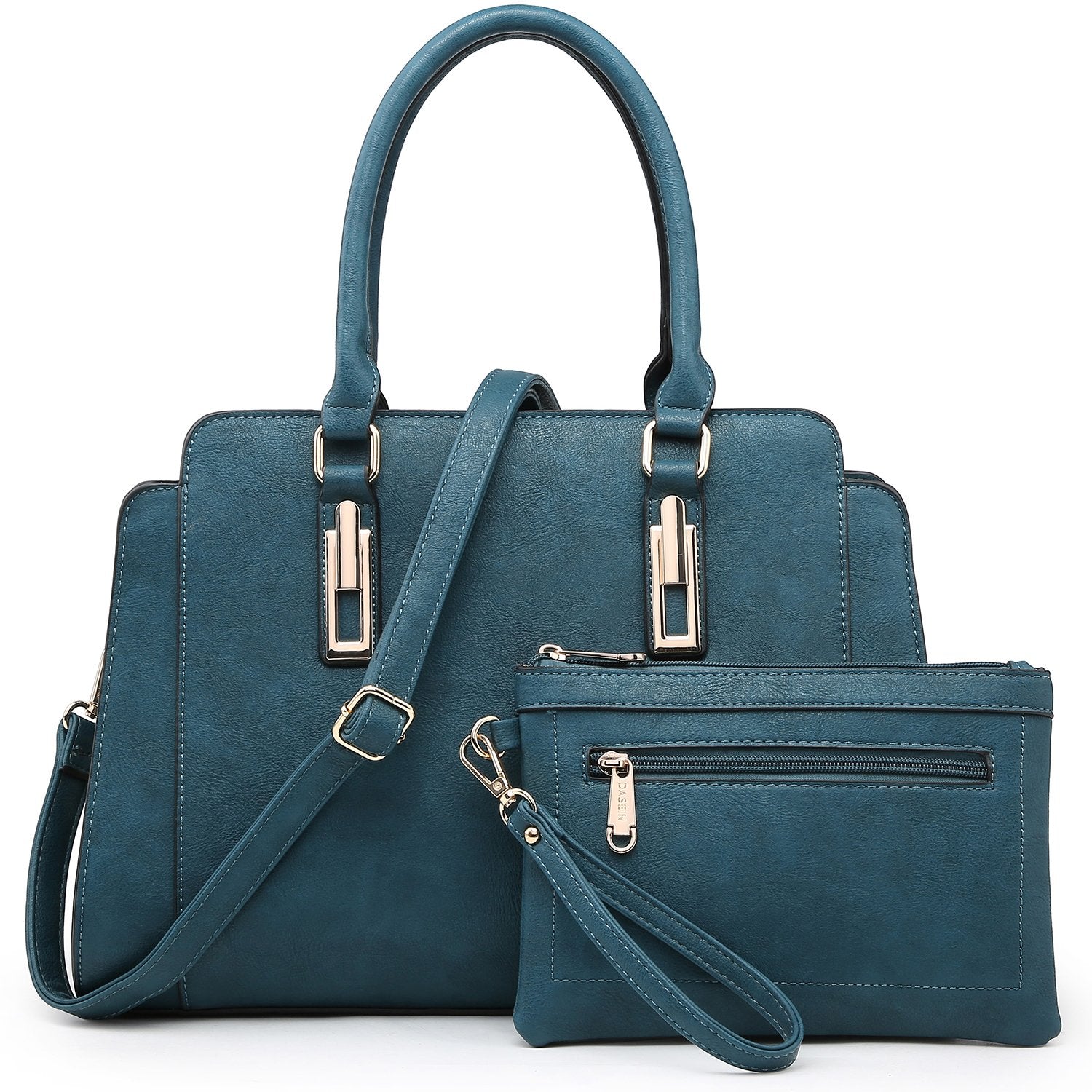 Top Handle Handbag with Matching Wristlet-Handbags & Purses-Dasein Bags