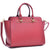 Dasein Faux Saffiano Leather Winged Satchel with Shoulder Strap - Dasein Bags