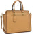 Dasein Faux Saffiano Leather Winged Satchel with Shoulder Strap - Dasein Bags