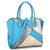 Dasein Leather Satchel with Semi Metallic Patch Design in Front and Gold Tone Accents - Dasein Bags