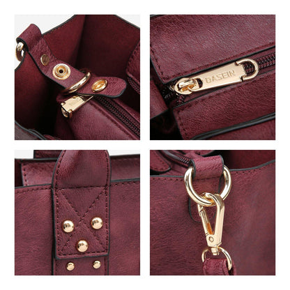 Studded 3-in-1 Top Handle Tote Handbag l Dasein - Dasein Bags