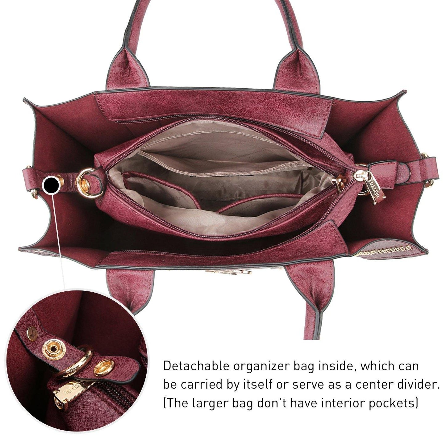 Studded 3-in-1 Top Handle Tote Handbag l Dasein - Dasein Bags