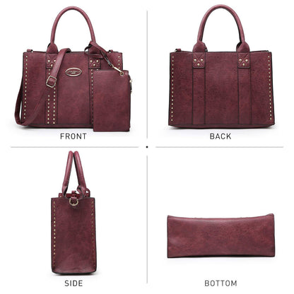 Studded 3-in-1 Top Handle Tote Handbag l Dasein - Dasein Bags