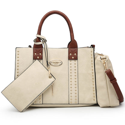 Studded 3-in-1 Top Handle Handbag-Handbags & Purses-Dasein Bags
