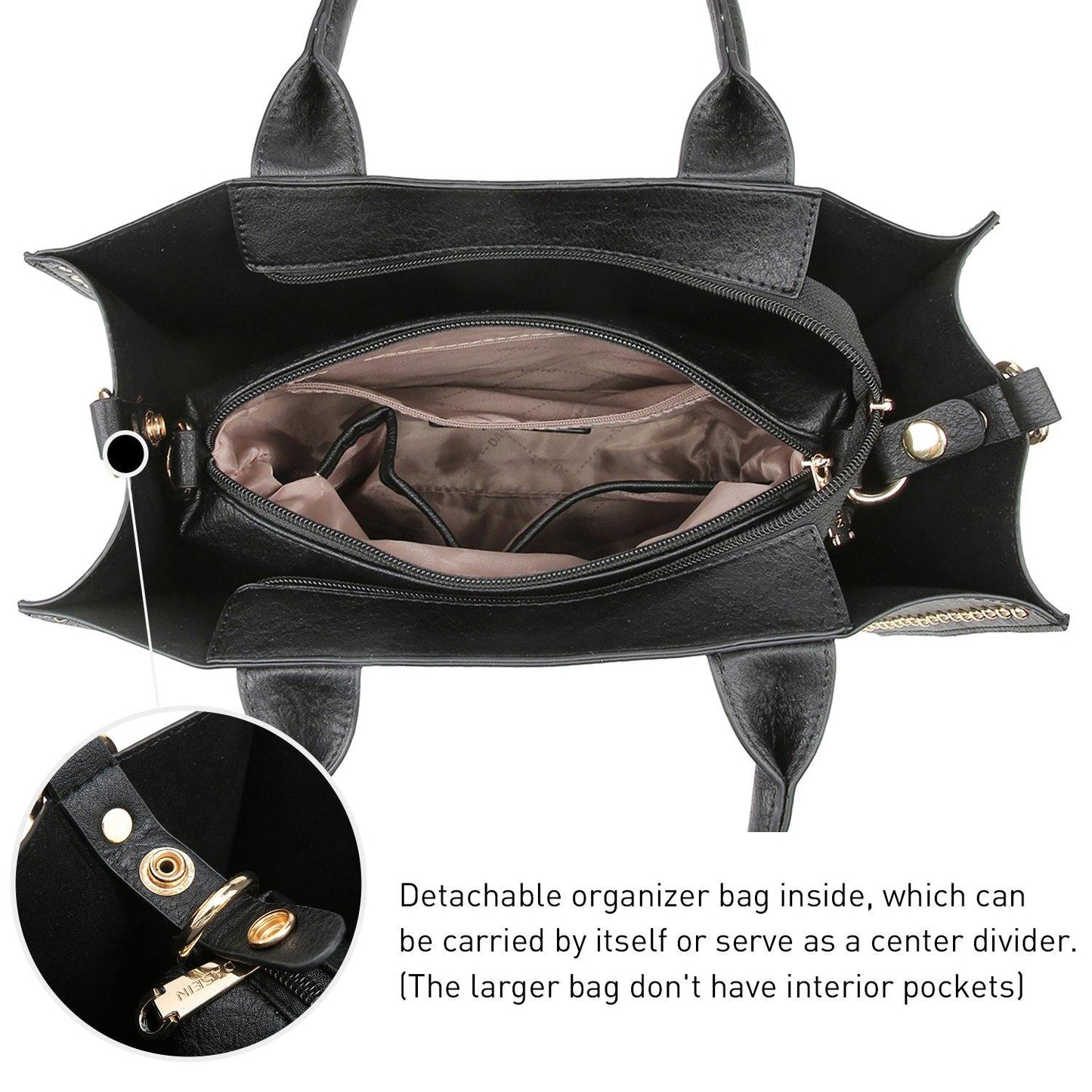 Studded 3-in-1 Top Handle Tote Handbag l Dasein - Dasein Bags