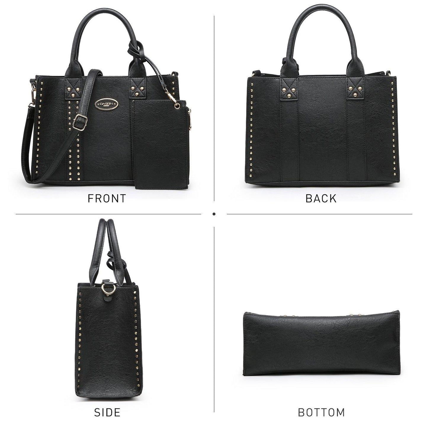 Studded 3-in-1 Top Handle Tote Handbag l Dasein - Dasein Bags