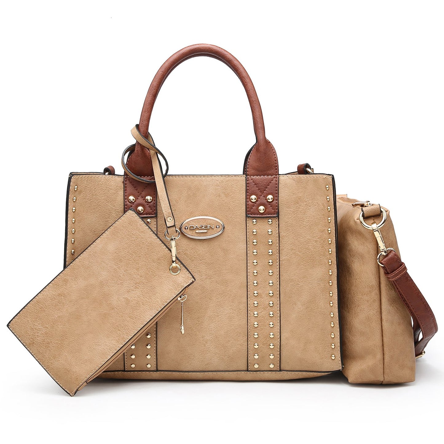Studded 3-in-1 Top Handle Handbag-Handbags & Purses-Dasein Bags