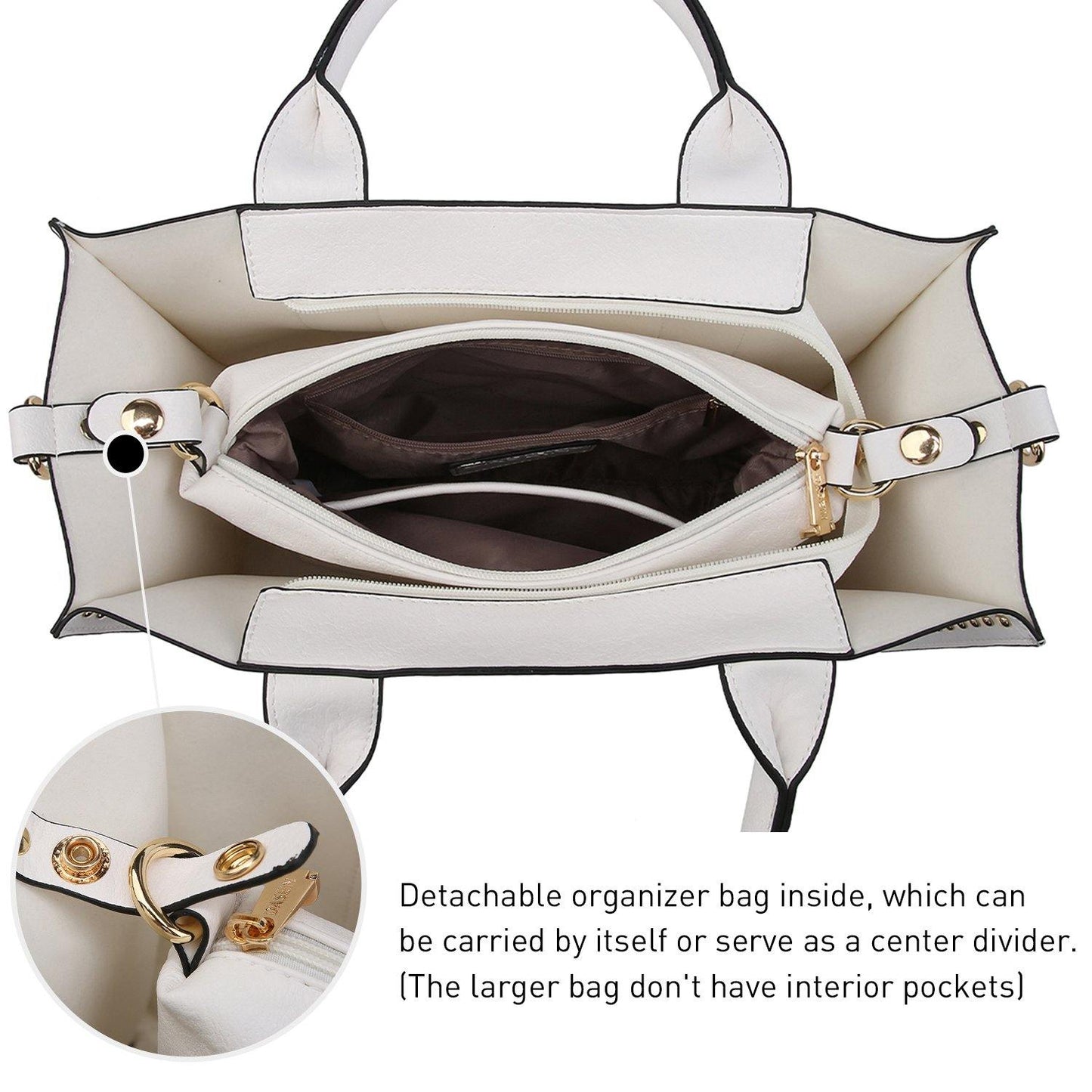 Studded 3-in-1 Top Handle Tote Handbag l Dasein - Dasein Bags