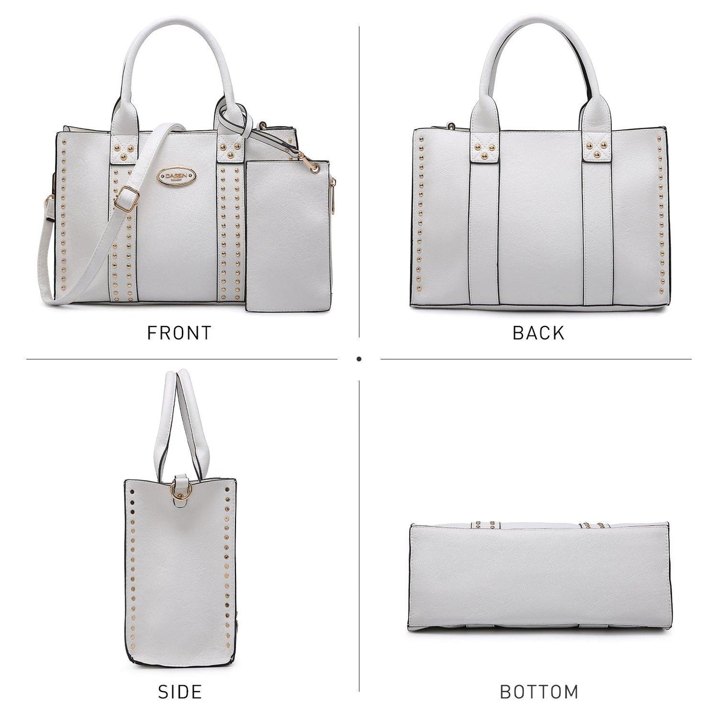 Studded 3-in-1 Top Handle Tote Handbag l Dasein - Dasein Bags