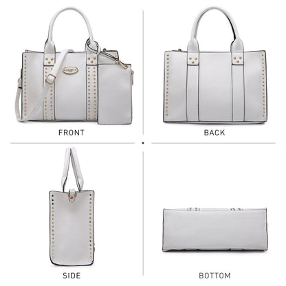 Studded 3-in-1 Top Handle Tote Handbag l Dasein - Dasein Bags