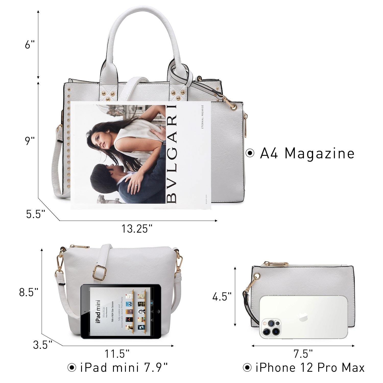 Studded 3-in-1 Top Handle Tote Handbag l Dasein - Dasein Bags