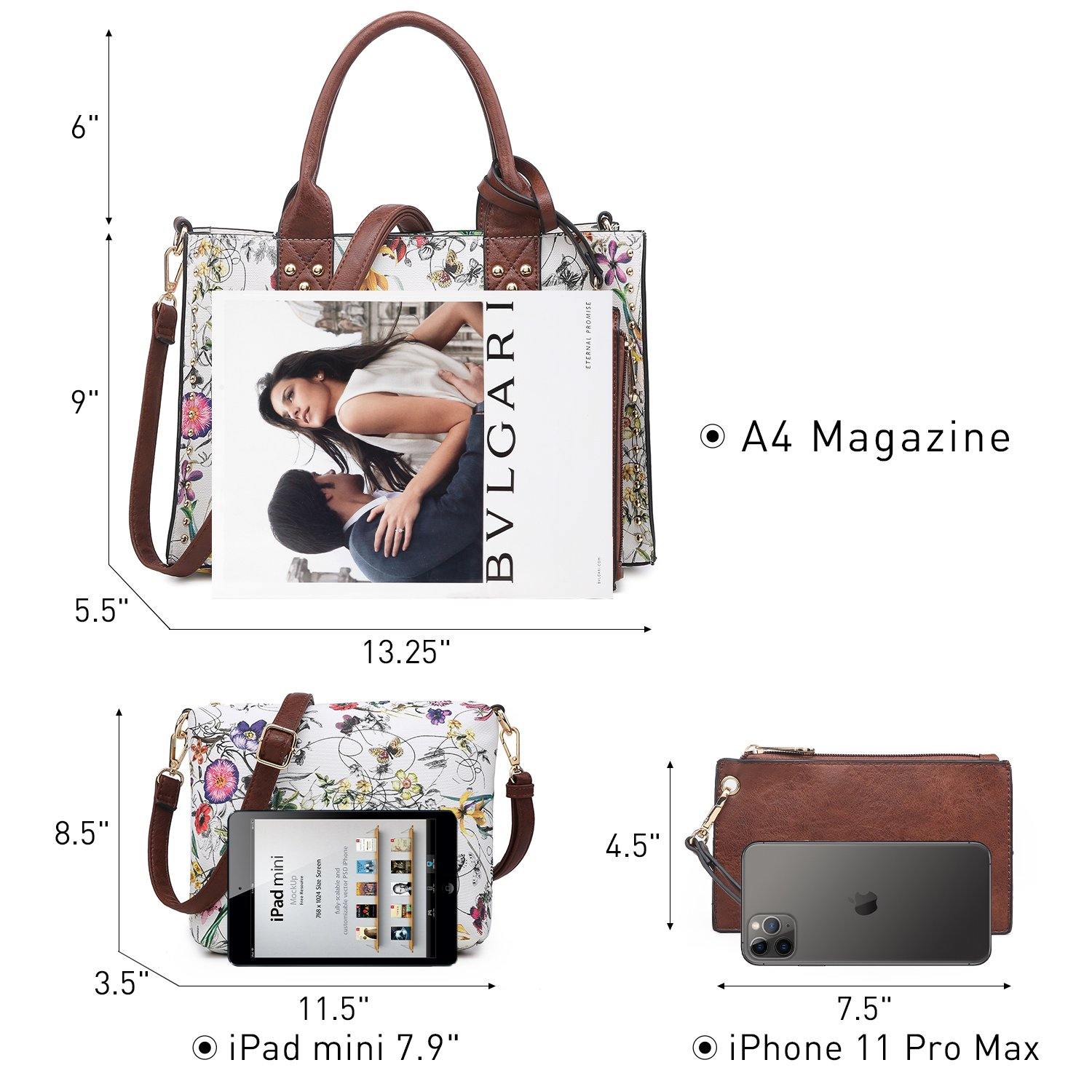 Studded 3-in-1 Top Handle Tote Handbag l Dasein - Dasein Bags