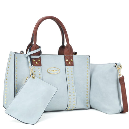 Studded 3-in-1 Top Handle Handbag-Handbags & Purses-Dasein Bags