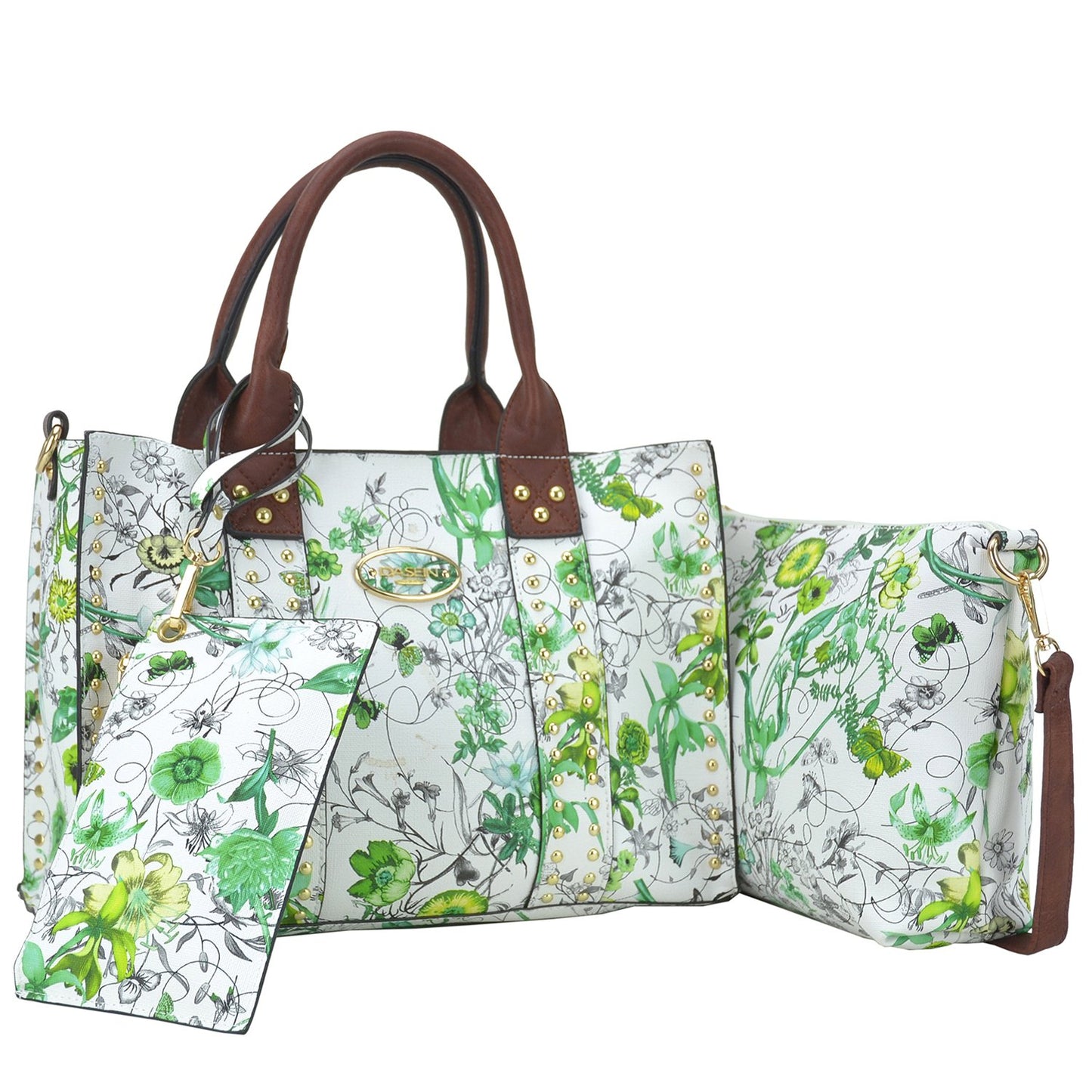 Studded 3-in-1 Top Handle Handbag-Handbags & Purses-Dasein Bags