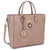 Solid-Color Emblem Tote Handbag-Handbags & Purses-Dasein Bags