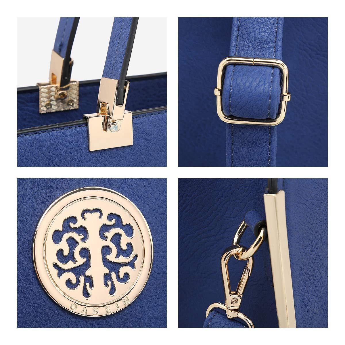 Metal Edged Emblem Handbag with Matching Wallet - Dasein Bags