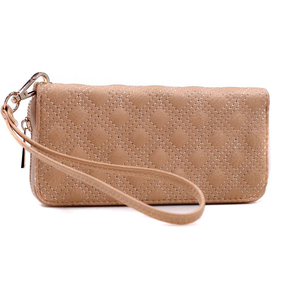 Quilted Zip-Around Wallet With Detachable Wristlet Strap - Dasein Bags