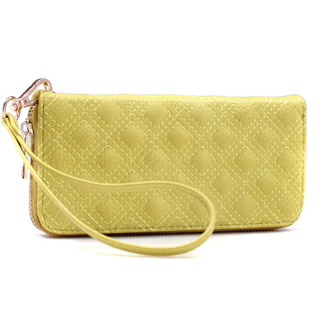 Quilted Zip-Around Wallet With Detachable Wristlet Strap - Dasein Bags