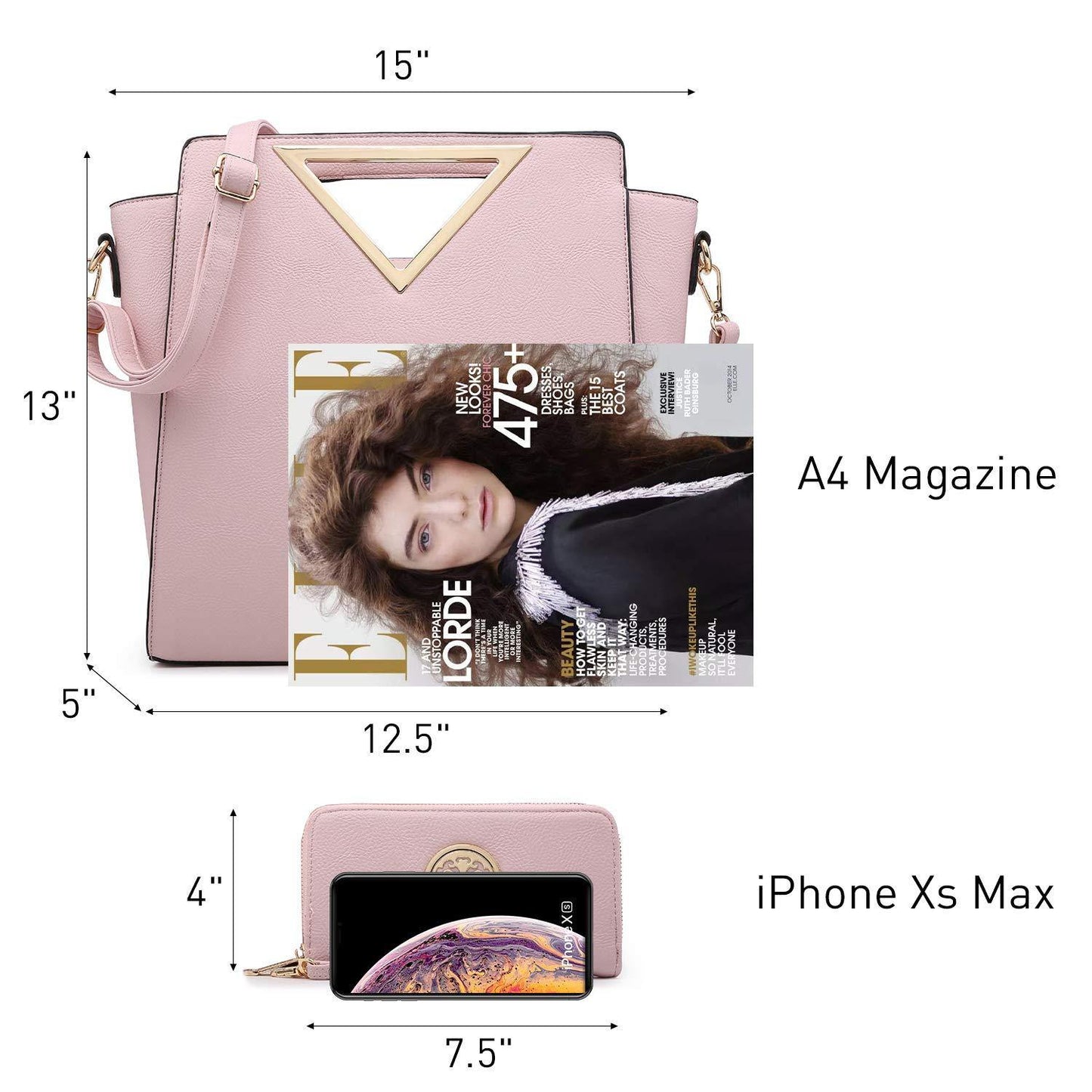 Fashion Design Chic Triangle Handle Shoulder Bag with Matching Wallet l Dasein - Dasein Bags