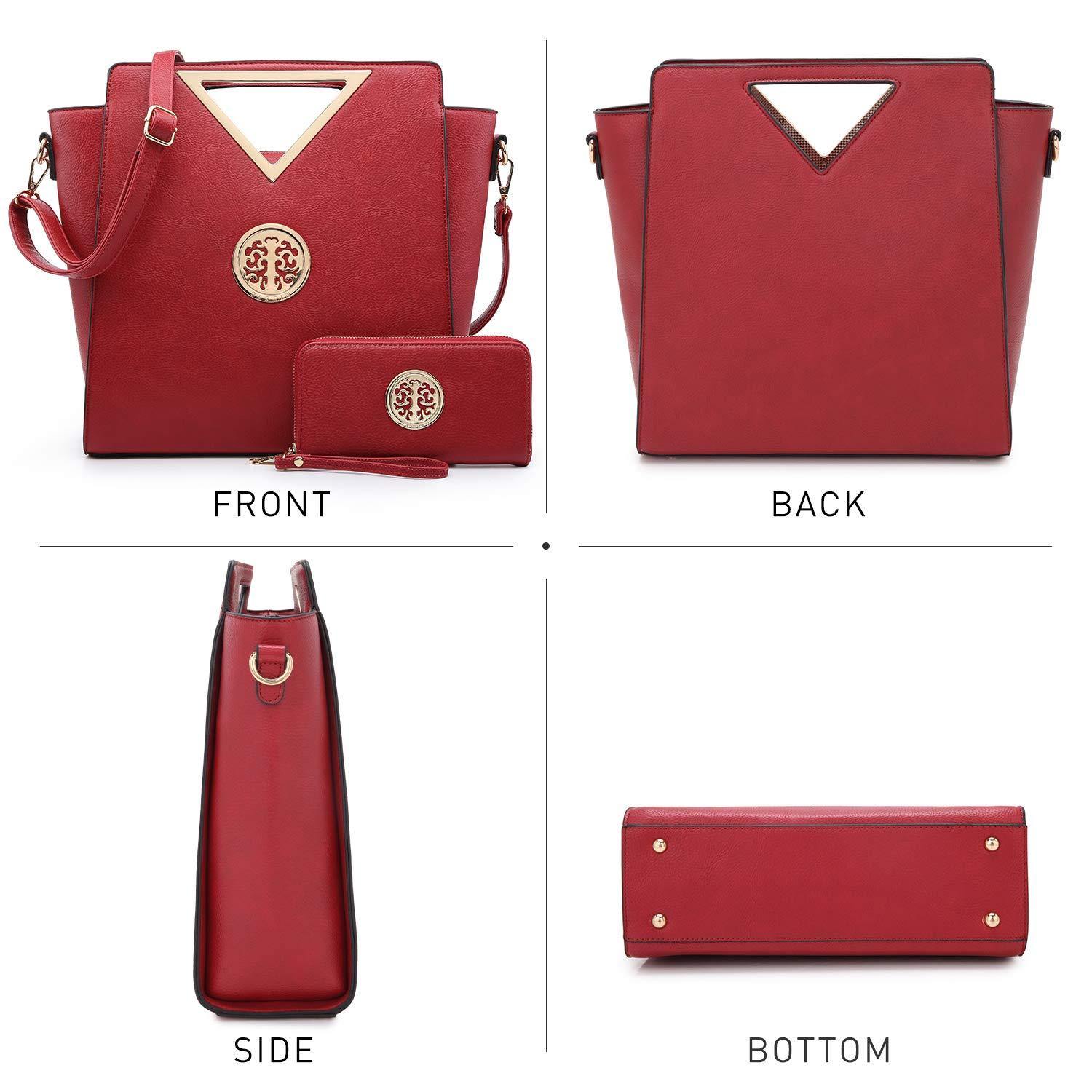 Fashion Design Chic Triangle Handle Shoulder Bag with Matching Wallet l Dasein - Dasein Bags