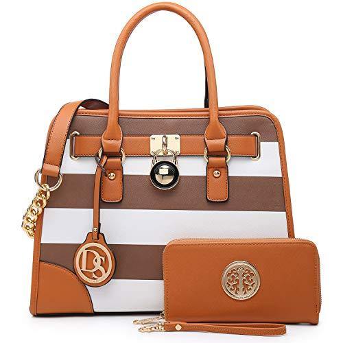 Two-Tone Handbag with Matching Wallet - Dasein Bags