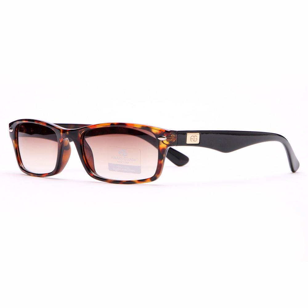 Rectangular Frame Sunglasses w/ Gold Logo Accent - Brown Marble - Dasein Bags