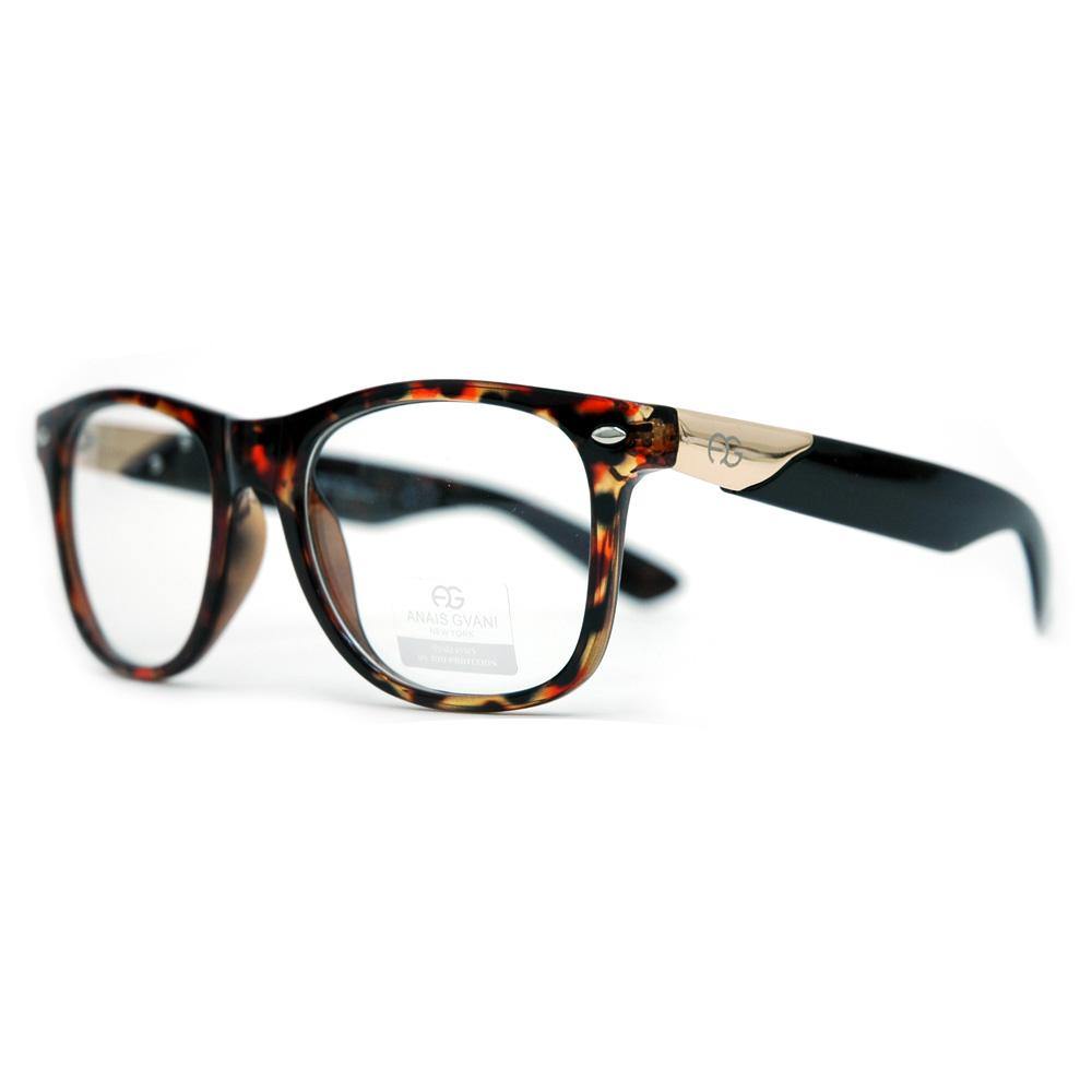 Round Square Plastic Optical Frames w/ UV Protection - Black/Red/Beige Marble - Dasein Bags