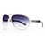 Women's Thick Frame Aviator Sunglasses w/ Stripe Accent - White/Black - Dasein Bags