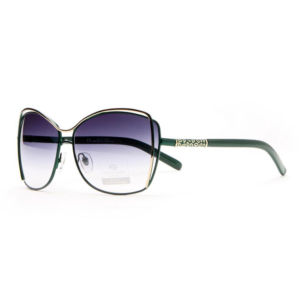 Women's Edgy Fashion Sunglasses w/ Sharp Gold Outline & Gold Side Decor - Green - Dasein Bags