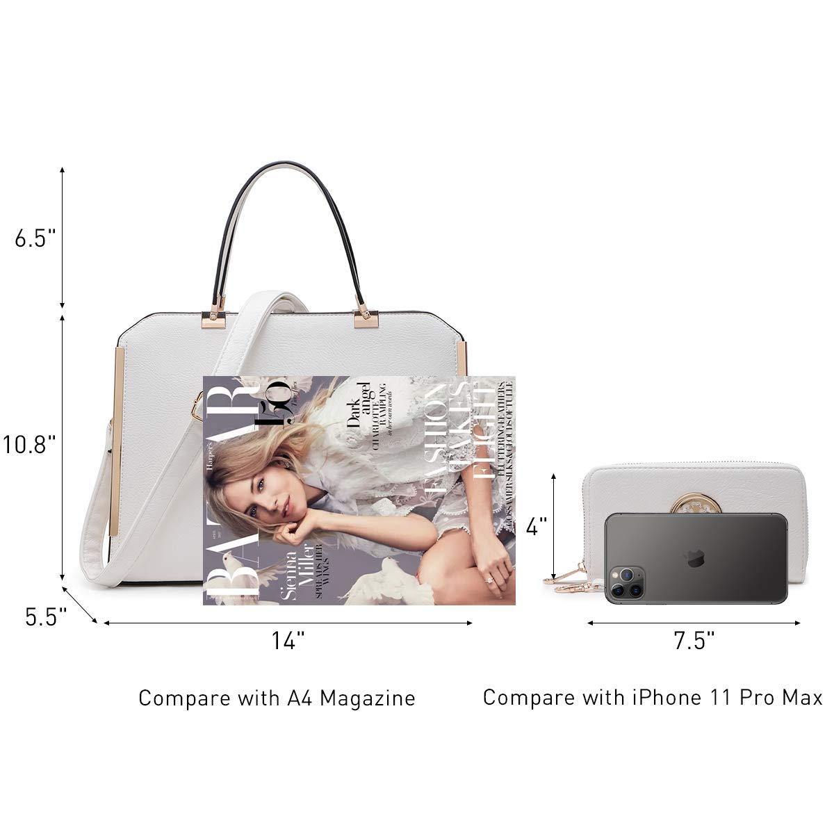 Metal Edged Emblem Handbag with Matching Wallet - Dasein Bags