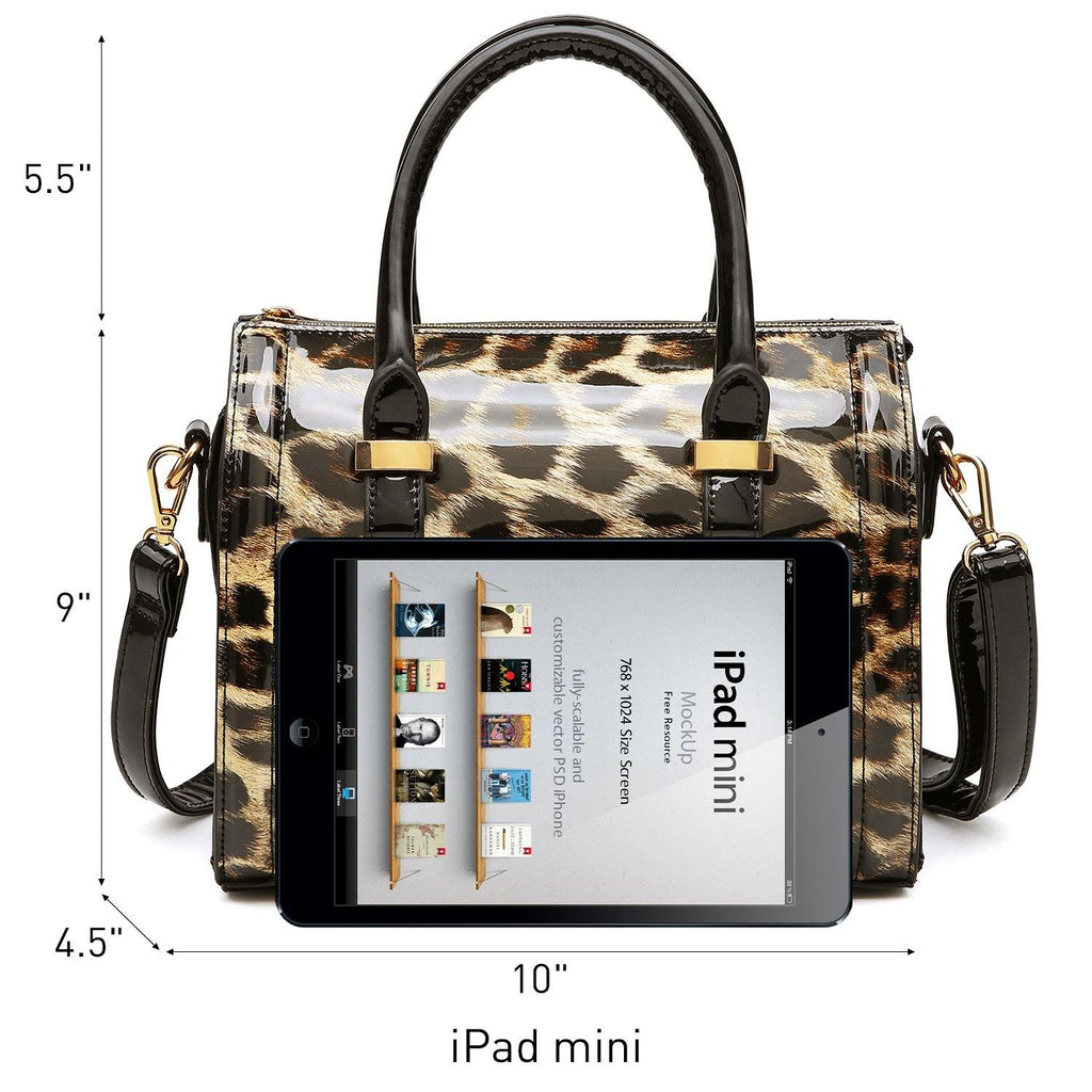 Shiny Patent Faux Leather Barrel Top Handle Satchel Bag for Women Dasein - Dasein Bags