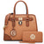 Two-Tone Handbag with Matching Wallet-Handbags & Purses-Dasein Bags