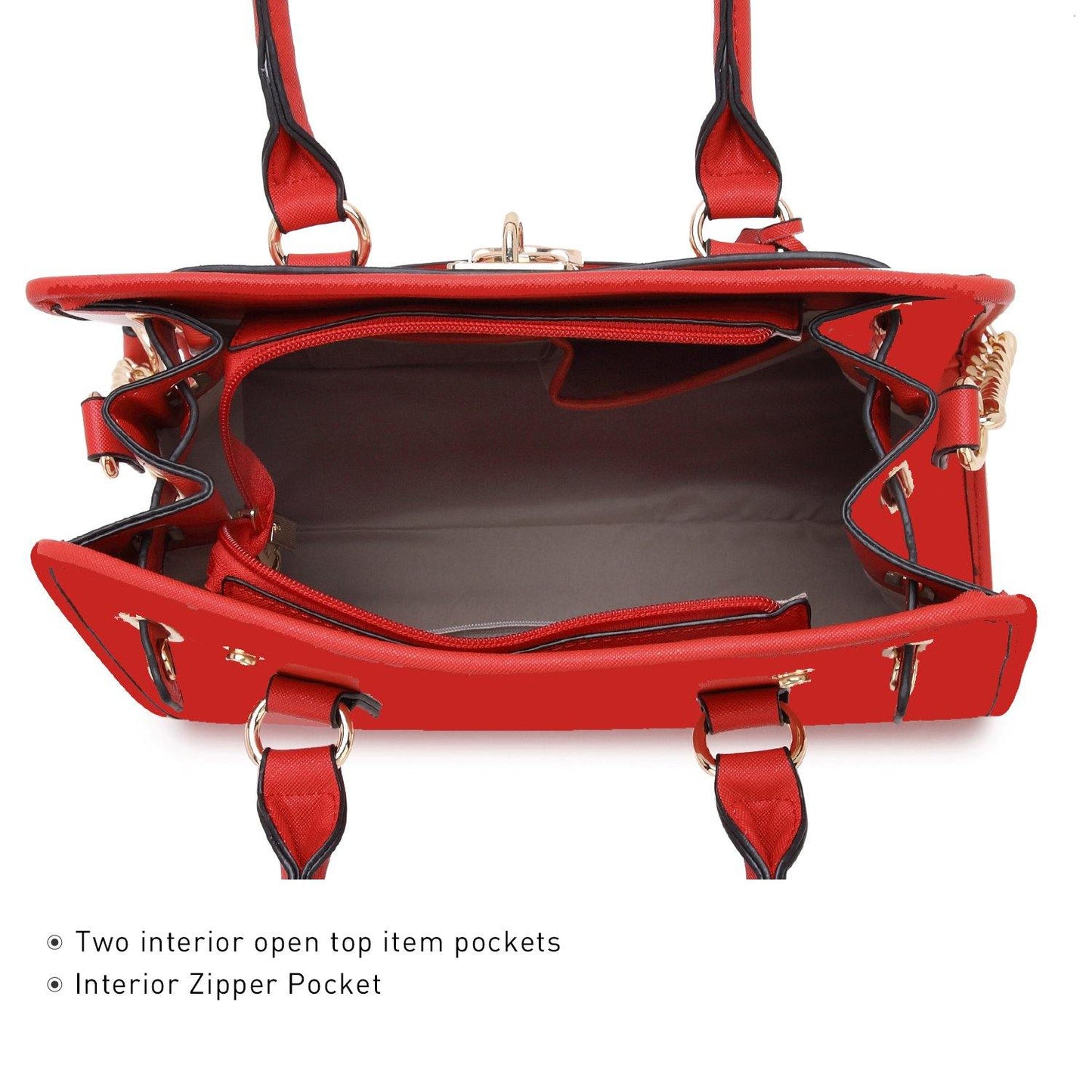 Two-Tone Handbag with Matching Wallet - Dasein Bags