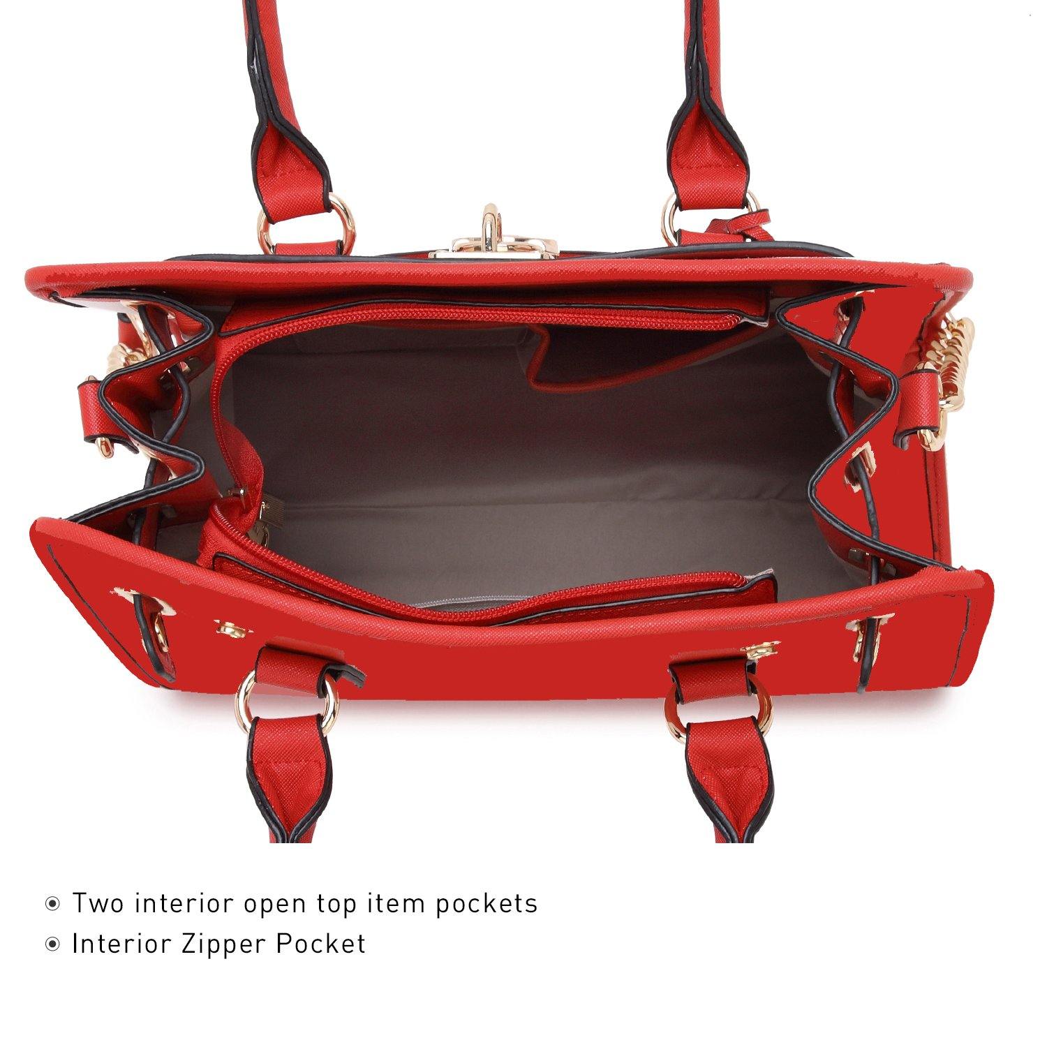 Two-Tone Handbag with Matching Wallet - Dasein Bags