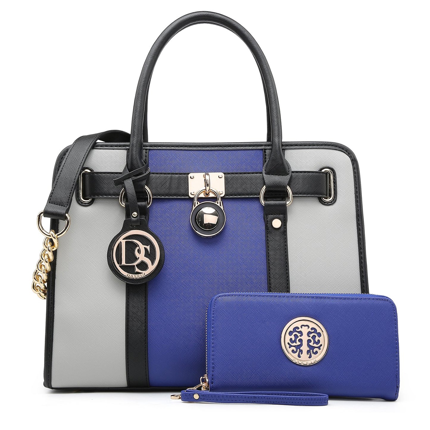 Hanging Emblem Handbag with Matching Wallet-Handbags & Purses-Dasein Bags