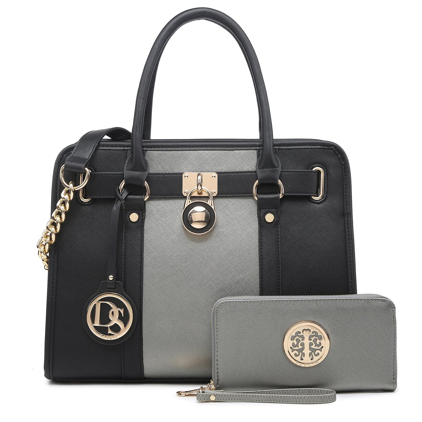 Hanging Emblem Handbag with Matching Wallet-Handbags & Purses-Dasein Bags