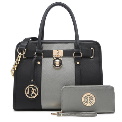 Hanging Emblem Handbag with Matching Wallet-Handbags & Purses-Dasein Bags