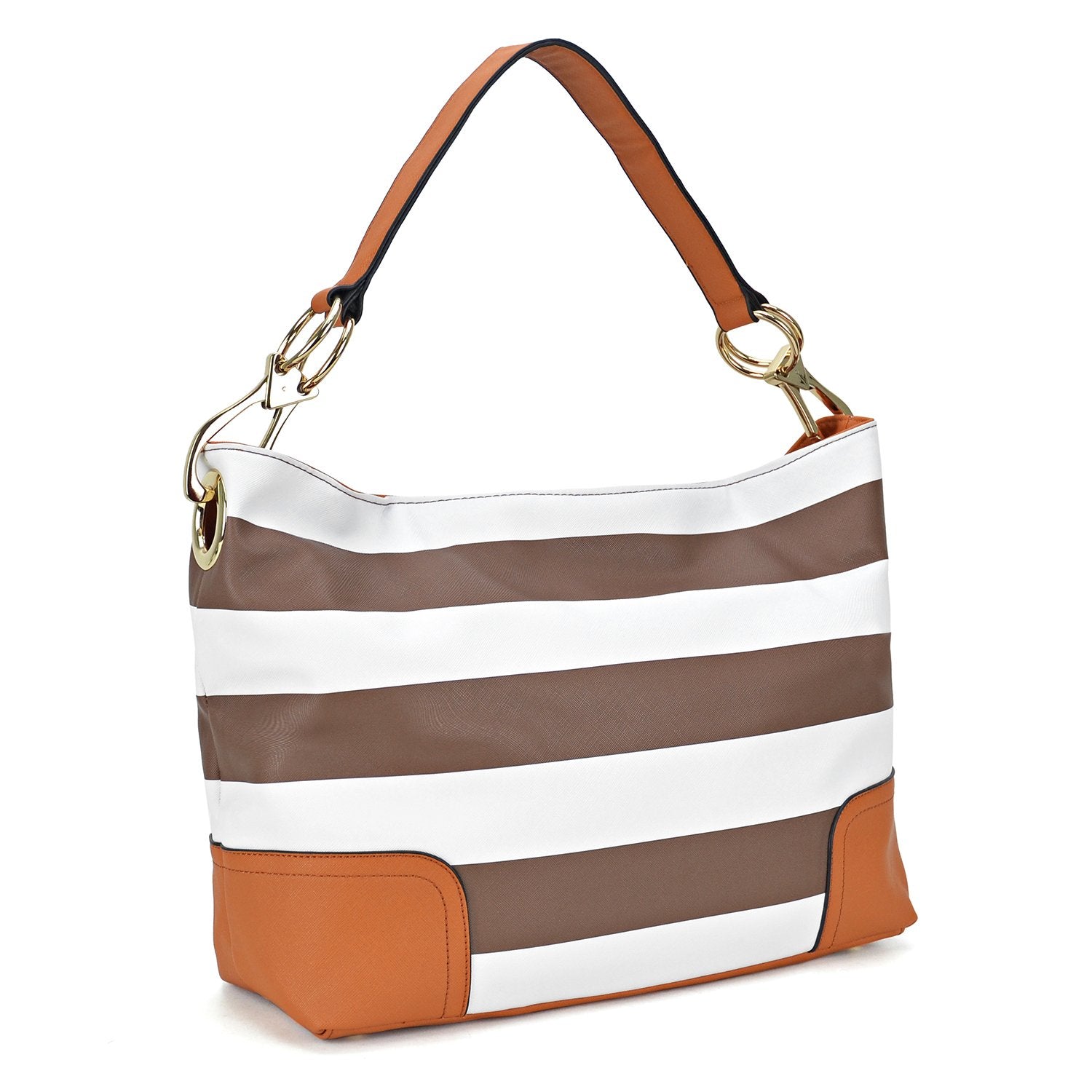 Striped Corner Patched Hobo Bag-Hobo-Dasein Bags