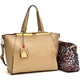 Crosshatch Winged Gold-Tone Colorblock Satchel Bag