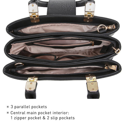 Women Solid Color Medium Top Handle Tote Bag Vegan Leather l Dasein