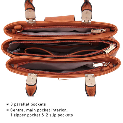 Women Solid Color Medium Top Handle Tote Bag Vegan Leather l Dasein