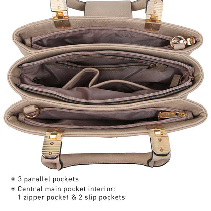 Women Solid Color Medium Top Handle Tote Bag Vegan Leather l Dasein